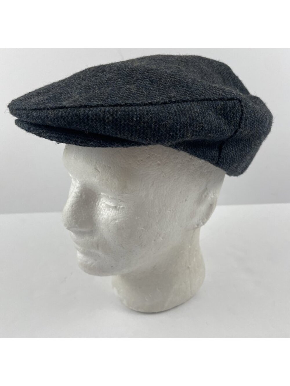Brixton Hooligan Flat Cap Gray Tweed Woven Wool Blend Size M 7 1/4 58cm Blue